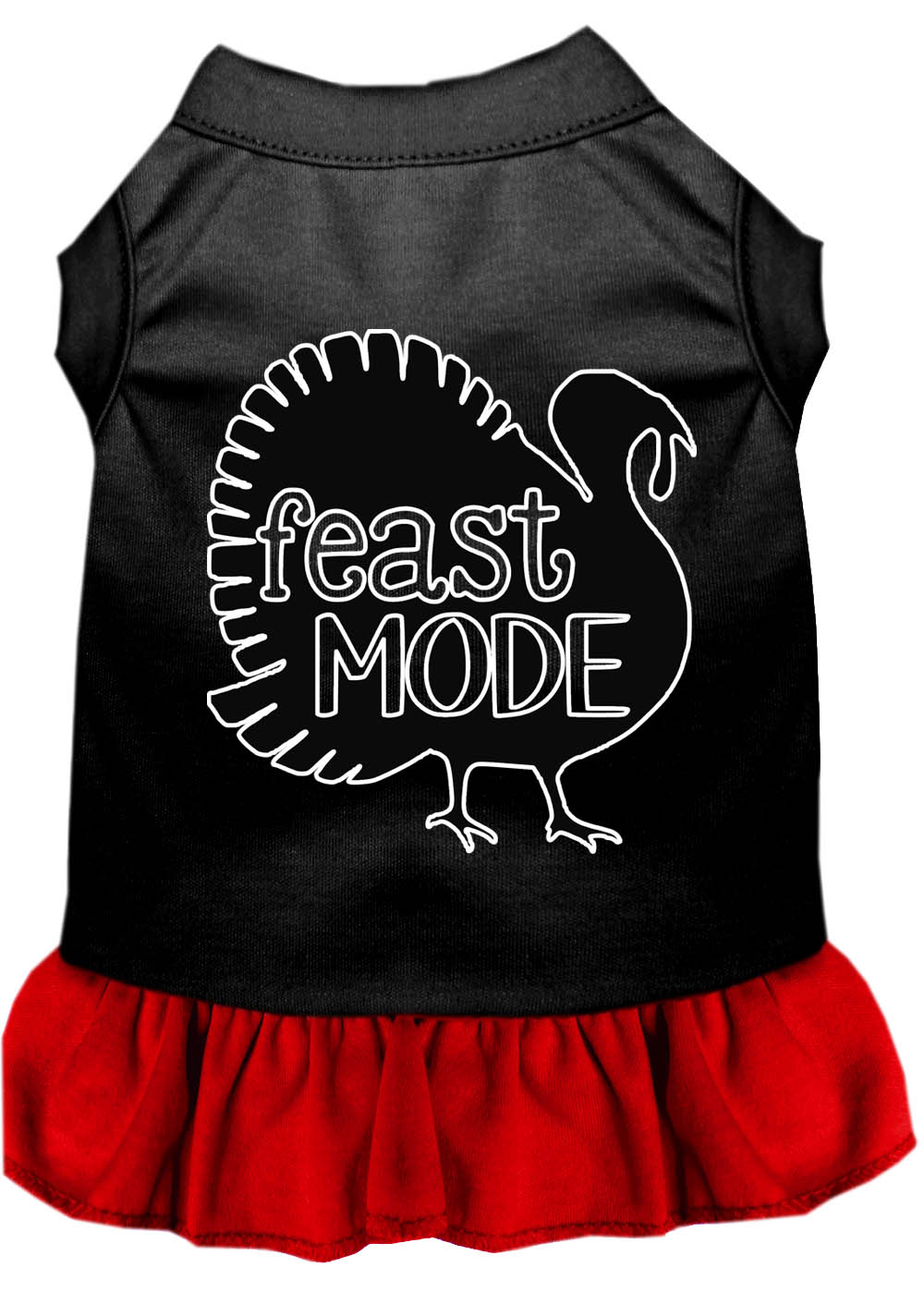 Feast Mode Screen Print Dog Dress Black with Red Med